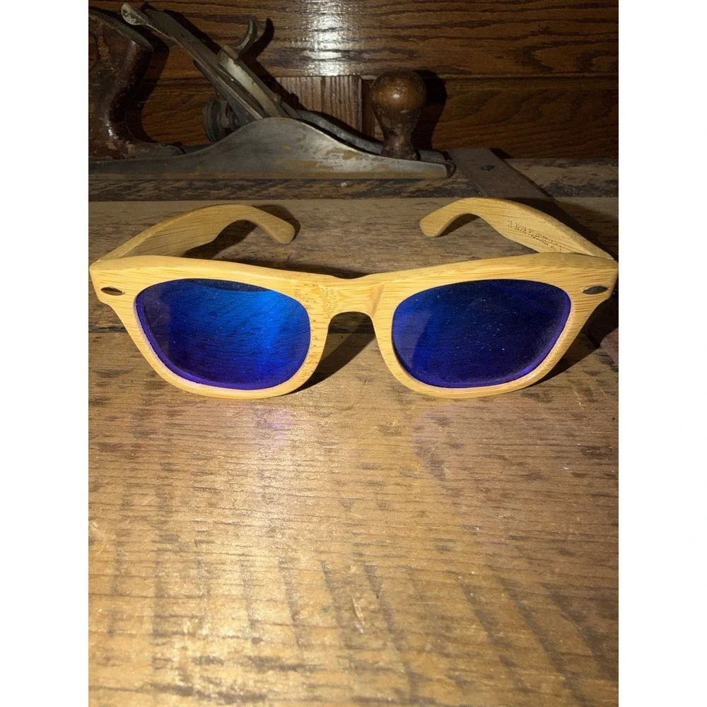 Wood Sunglasses Polarized Vintage Wooden Frame UV Protection Blue Polarized